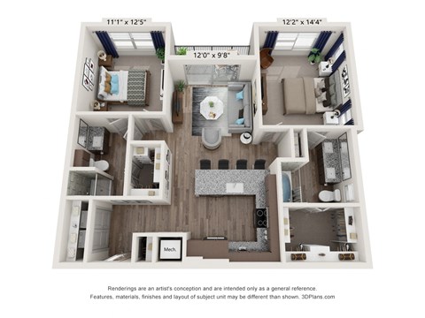 waters edge at mansfield b1 floor plan 2 bed 2 bath
